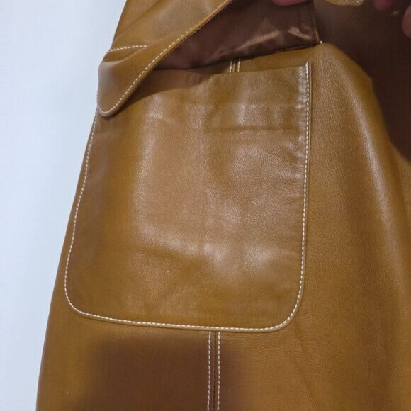 EUC LIKE NEW ELLEN TRACY LINDA ALLARD TAN GENUINE LEATHER PENCIL SKIRT SIZE 10 - Picture 8 of 16